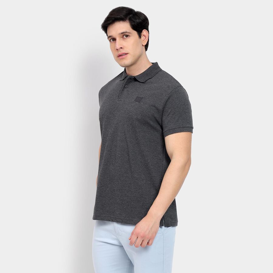 Men's Collared Half Sleeves T-Shirt, Charcoal, large image number null