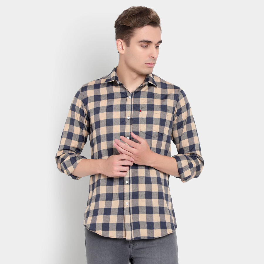 Checks Casual Shirt, Beige, large image number null