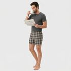 Men's Black Relaxed Fit Checked Boxers, काला, small
