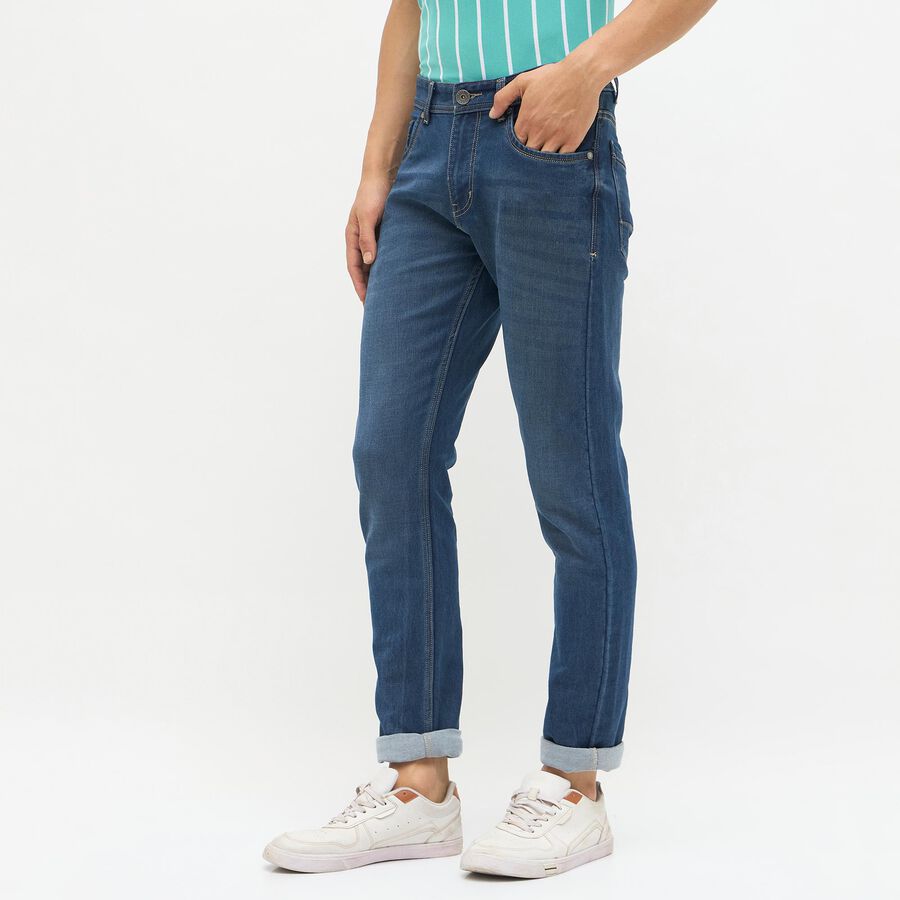 Men's Deep Steel Blue Skinny Fit Jeans, गहरा नीला, large image number null