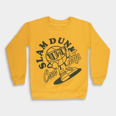 Boys Bright Mustard Yellow Crew Neck Casual Sweatshirt