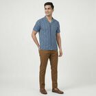 Men's Blue Spread Collar Casual Shirt, Mid Blue, small