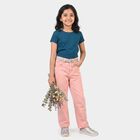 Girls Pink Straight Fit Solid Jeans, Light Pink, small
