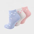Women's Assorted Regular Fit Heart Print Pack of 3 Socks, Assorted, small