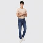 Men's Blue Slim Fit Washed Jeans, Light Blue, small