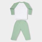 Infants' Olive Cotton Round Neck Dinosaur Printed Baba Suit, Olive, small image number null