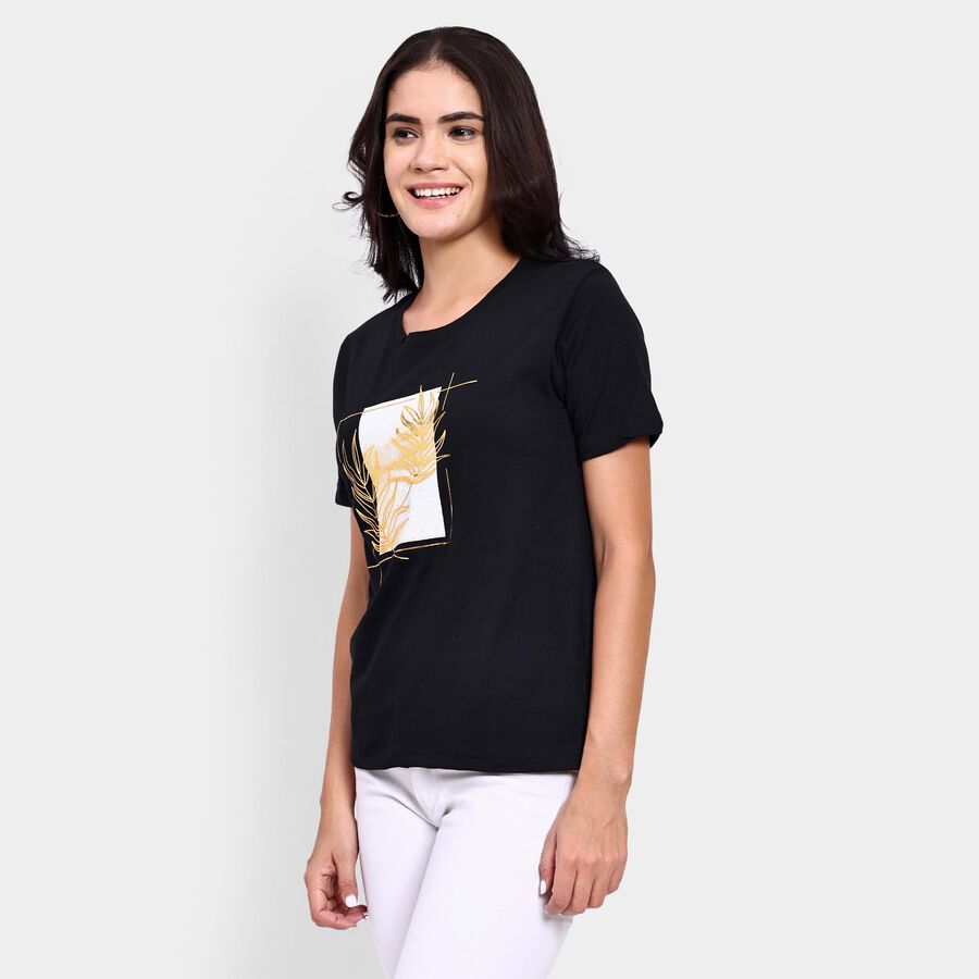 Ladies' Round Neck T-Shirt , Black, large image number null