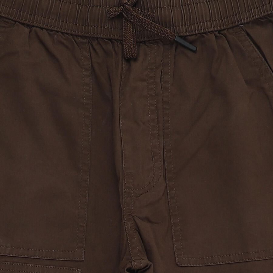 Boys Deep Chocolate Brown Regular Fit Cargo Trousers, Brown, large image number null