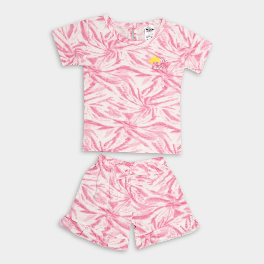 Infant Girl's Cotton Short Set, Pink, large image number null