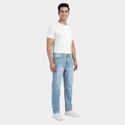 Men's Navy Blue Slim Fit Washed Jeans, हल्का नीला, small