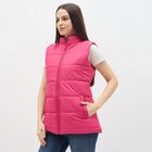 Women's Bright Fuchsia High Neck Casual Jacket, Fuchsia, small image number null