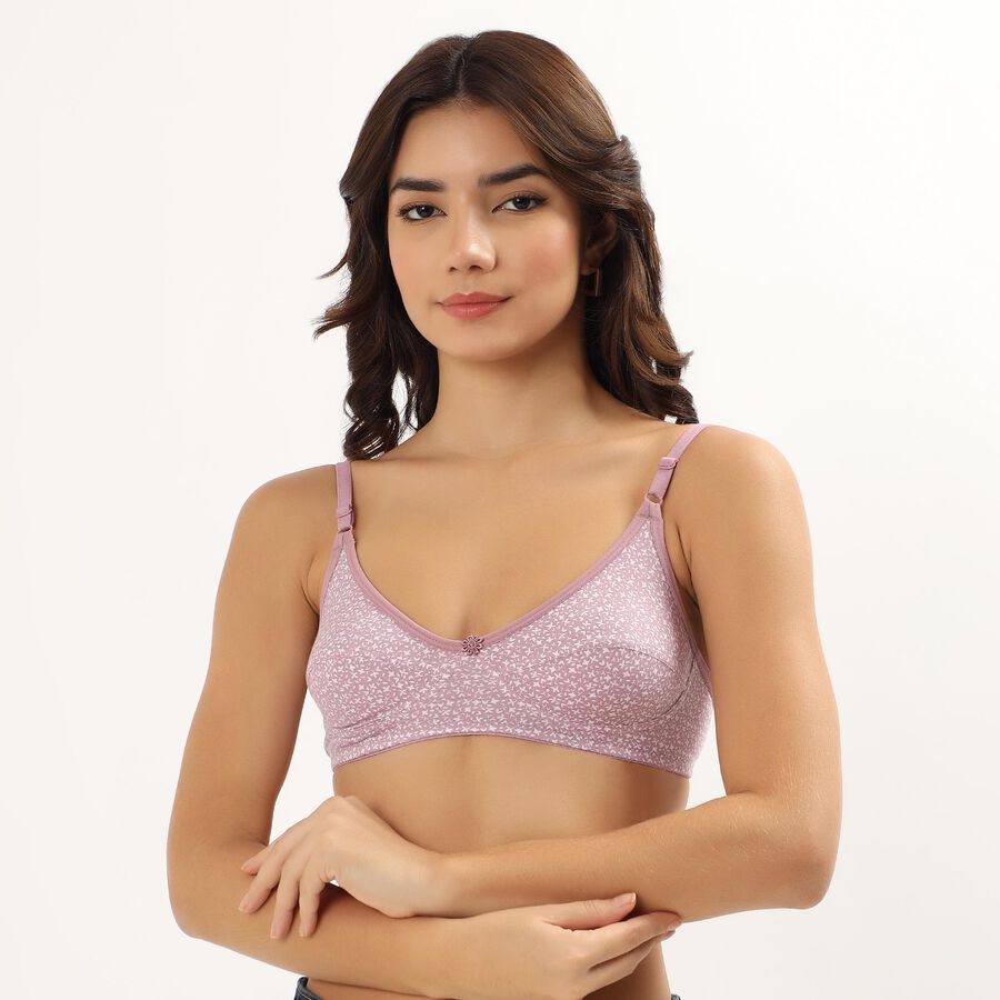 Women's Soft Pink Cotton V-Neck Casual Bra, Pink, large image number null
