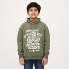 Boys Muted Olive Green Hooded Neck Casual Sweatshirt, ओलिव, small image number null