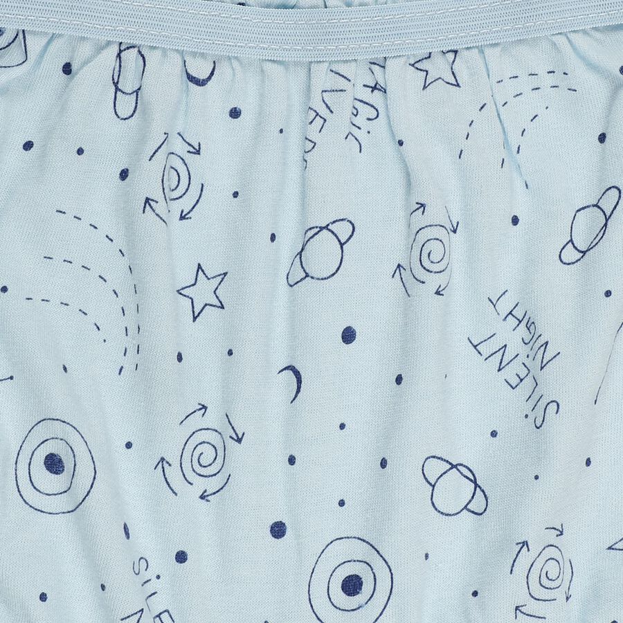 Girls' Soft Ivory Cotton Regular Fit Bloomers, Light Blue, large image number null