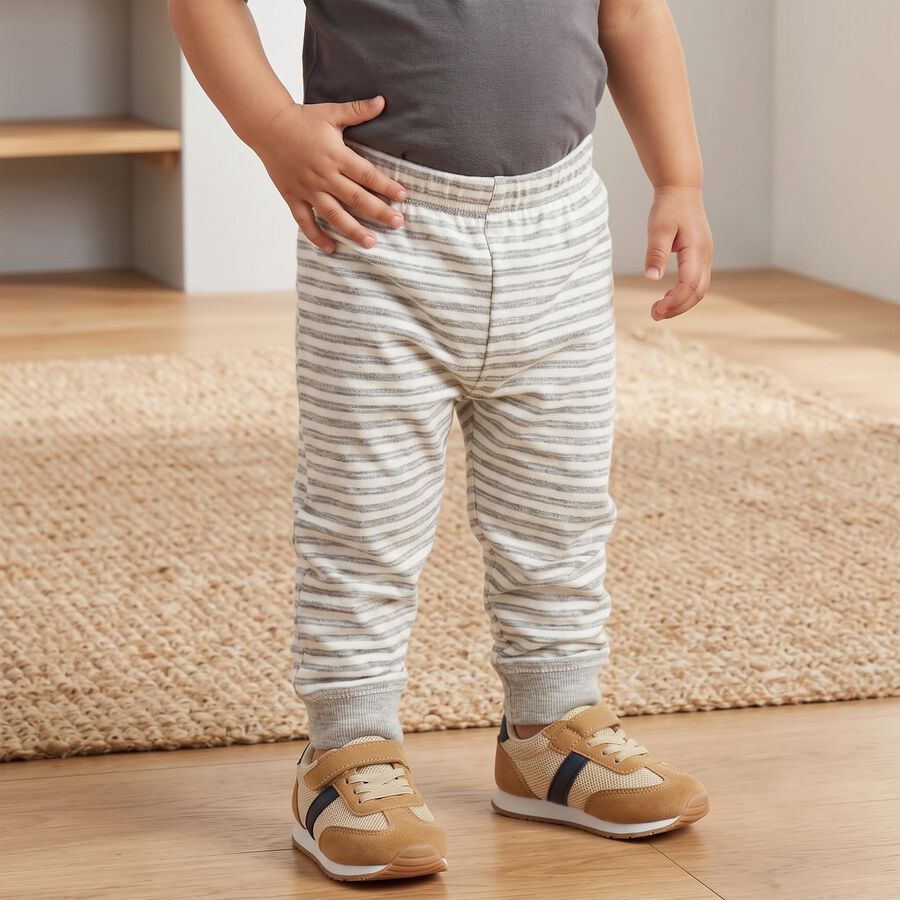 Infants Charcoal Striped Jogger Fit Pyjama, चारकोल, large