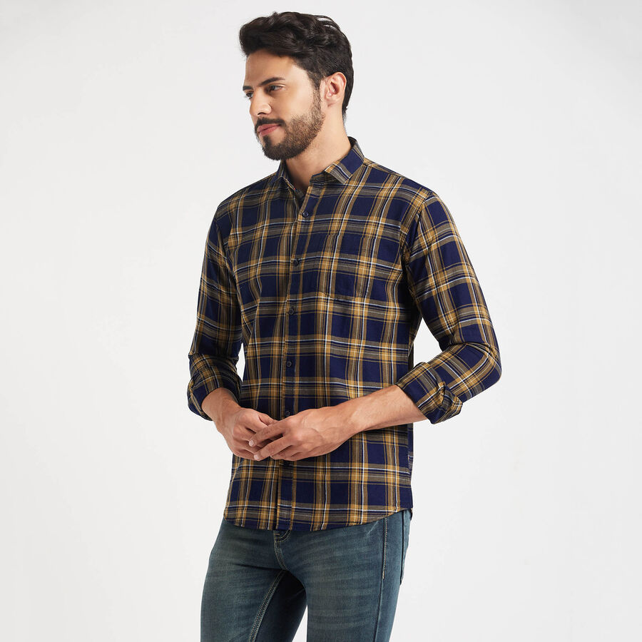 Cotton Checks Casual Shirt, Mustard, large image number null