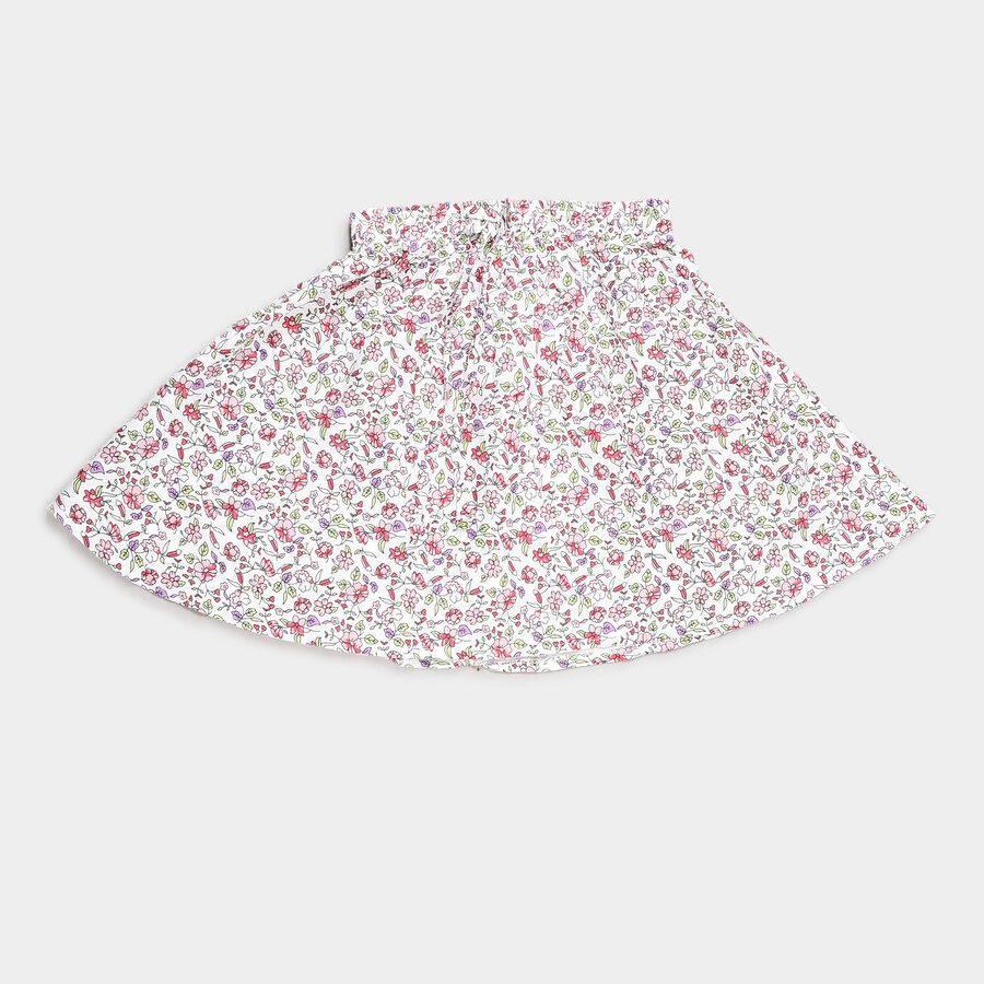 Girls Printed Pull Ups Skirt, White, large image number null