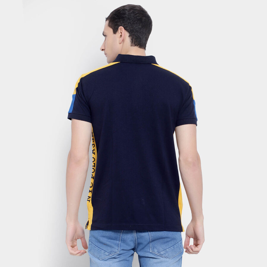 Cut & Sew Polo Shirt, नेवी ब्लू, large image number null