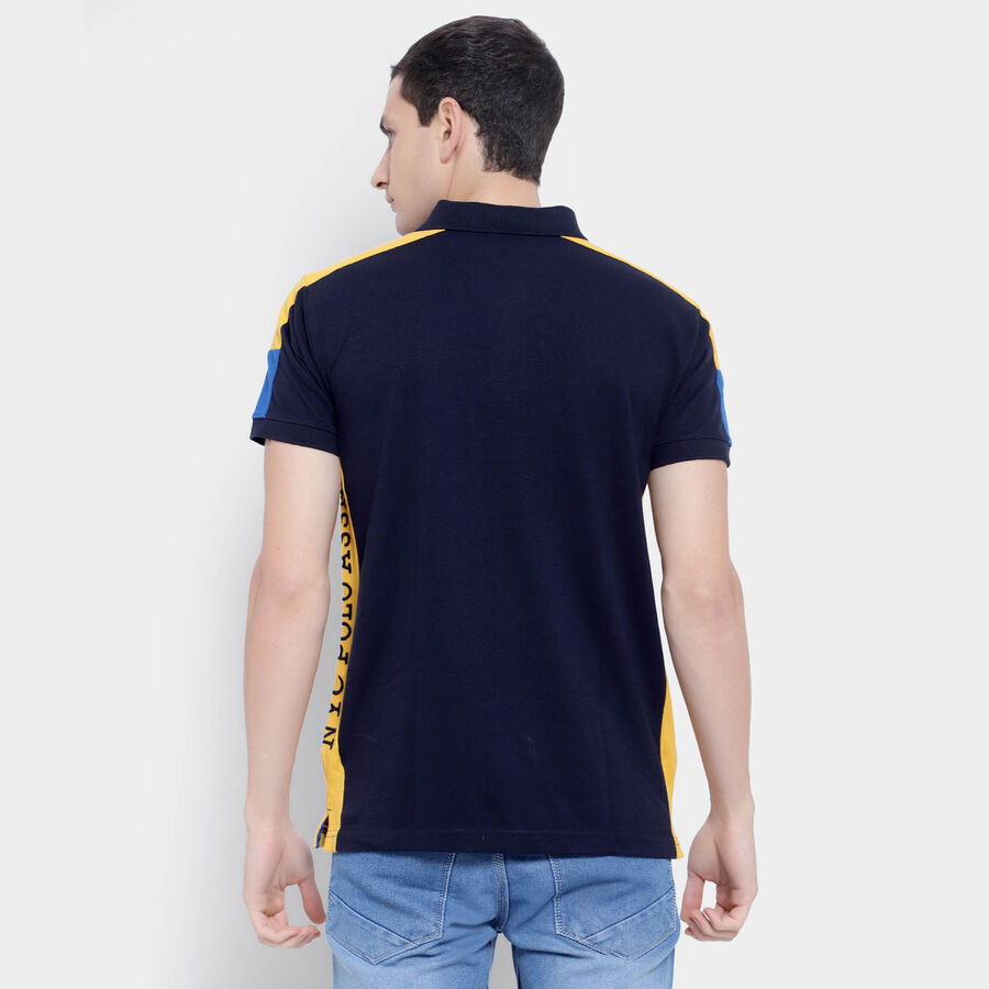 Cut & Sew Polo Shirt, Navy Blue, large image number null