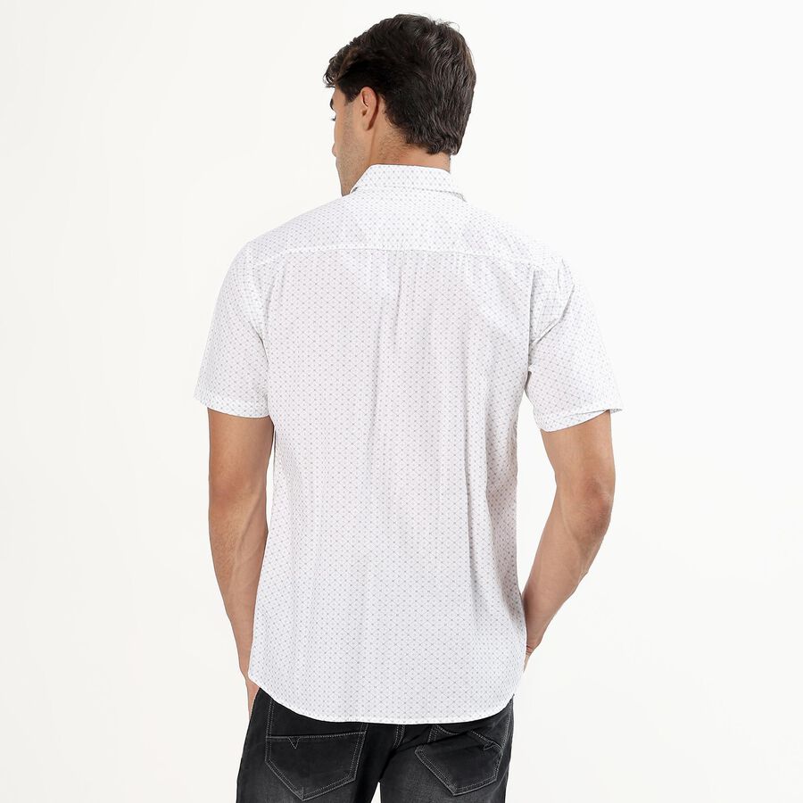 Men's White Cotton Classic Casual Shirt, White, large