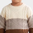 Boys Brown Crew Neck Colorblock Pullover, Brown, small