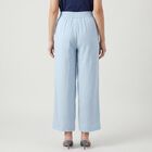Women's Light Blue Wide Leg Elastic Waist Trousers, Light Blue, small