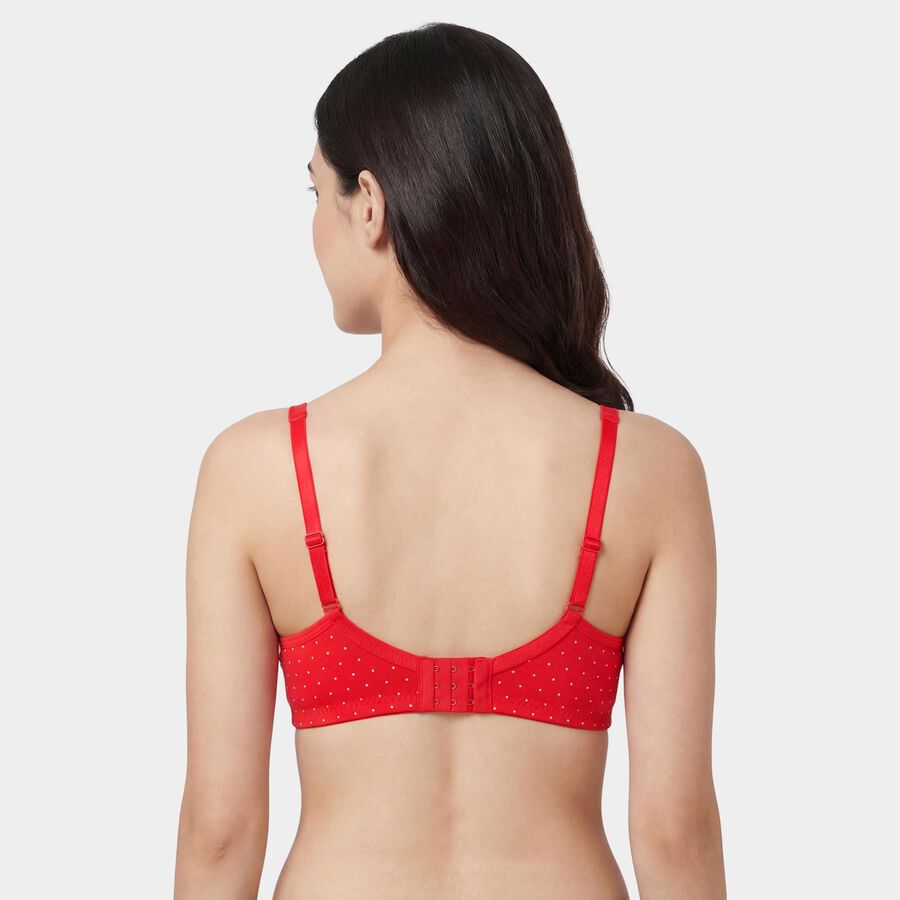Women's Red Cotton Blend V-Neck Wireless Non-Padded Everyday Bra, Red, large