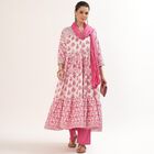Women's Pink Cotton Floral Printed Ethnic Set, हल्का गुलाबी, small image number null