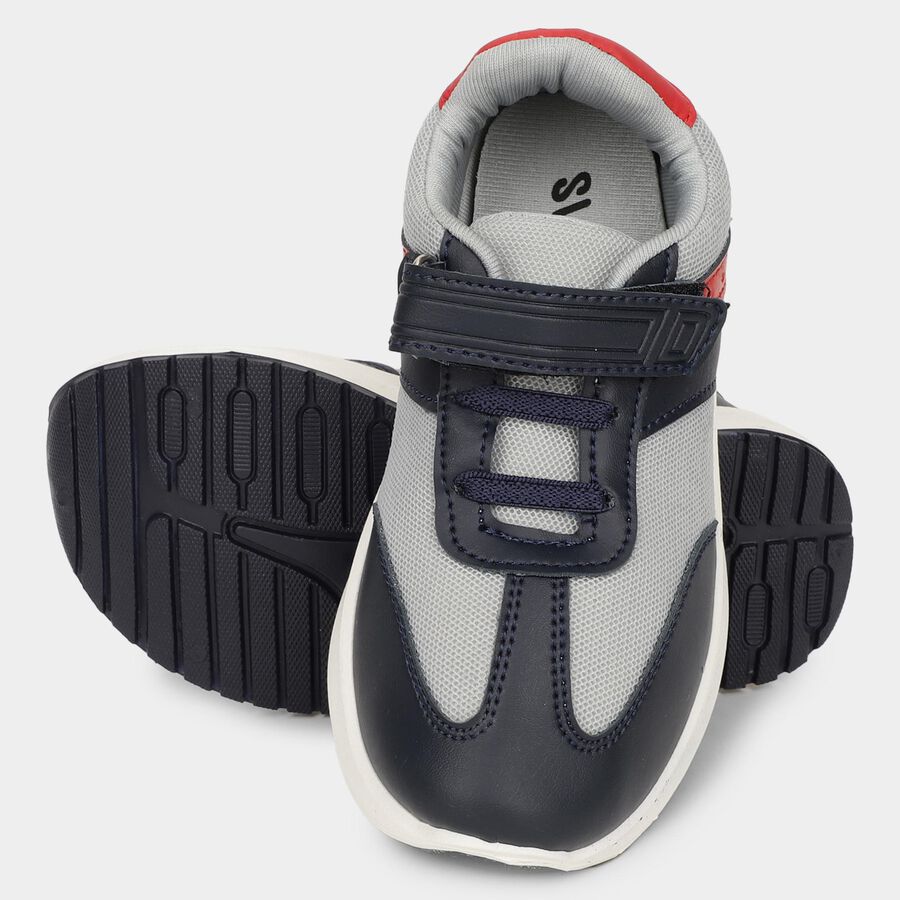 Boys Navy and Grey Velcro Casual Shoes, नीला, large image number null