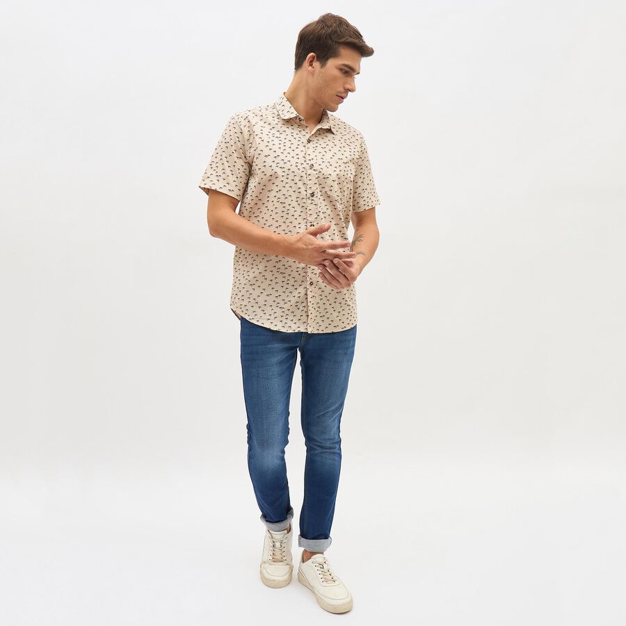 Men's 100% Cotton Casual Shirt , Beige, large image number null