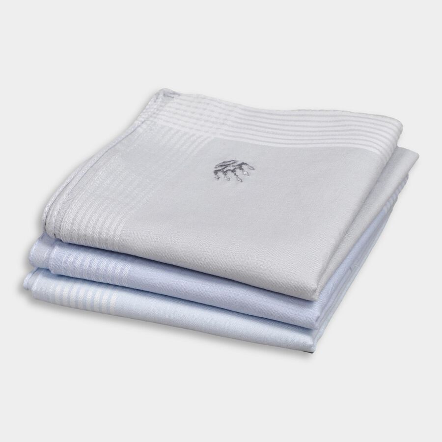 Men's 100% Cotton Hanky, हल्का नीला, large