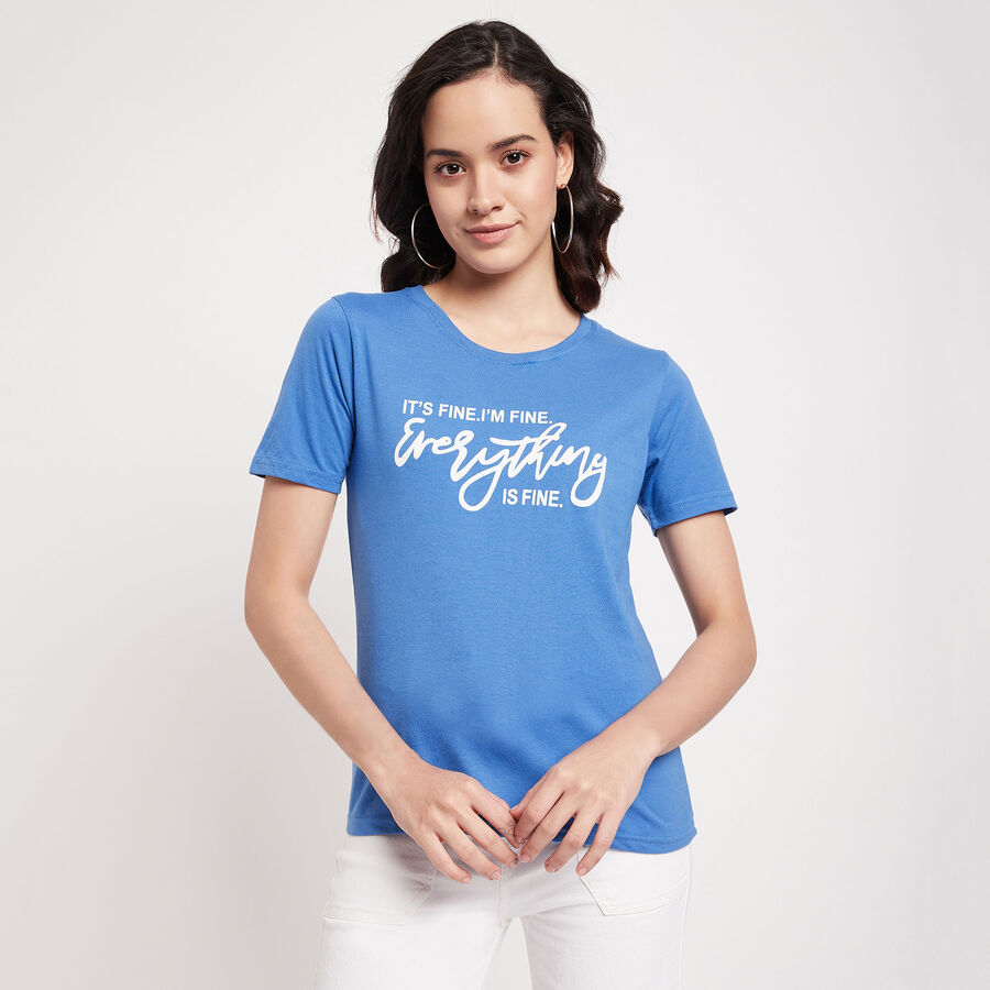 Round Neck T-Shirt, Blue, large image number null