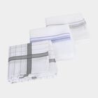 Men's White Striped and Checked Pack of 3 Handkerchief, हल्का ग्रे, small