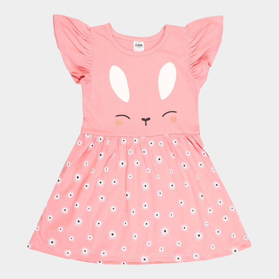 Girls Cotton Frock, Light Pink, large image number null