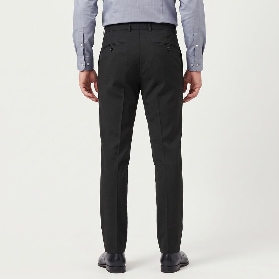 Men's Black Slim Fit Flat-Front Formal Trousers, काला, large