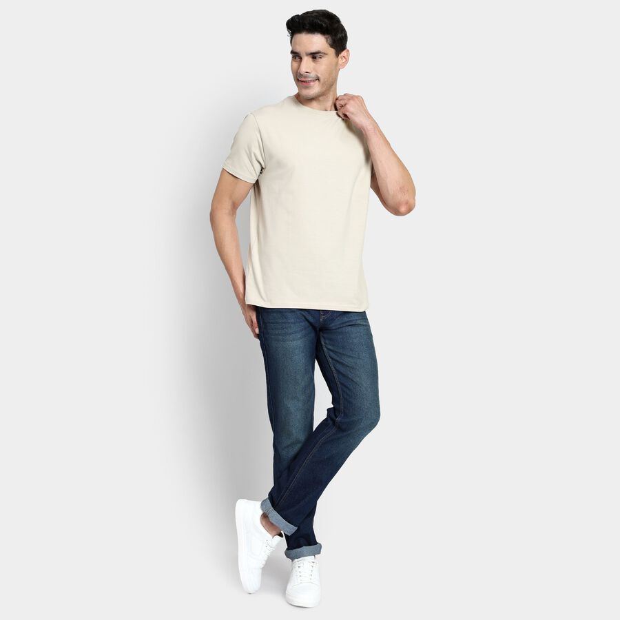 Men's Round Neck Half Sleeves T-Shirt, Off White, large image number null