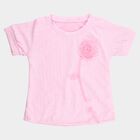 Girls' Pink Round Neck Graphic Printed T-Shirt, Pink, small