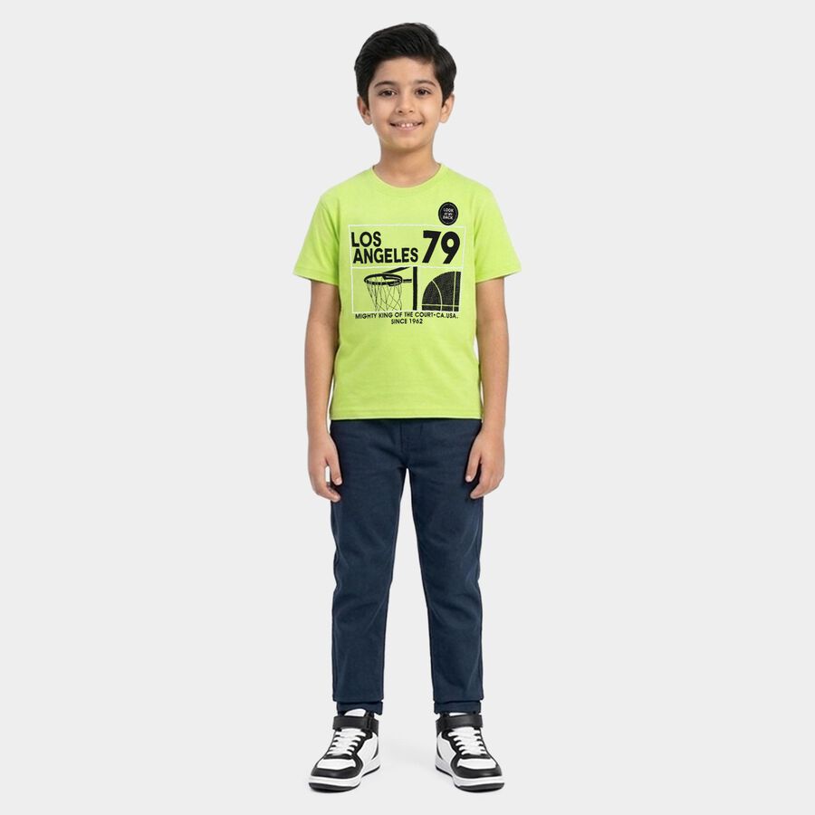 Boys' Half Sleeves T-Shirt, हल्का हरा, large