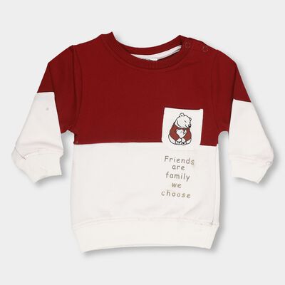 Infants Deep Maroon Crew Neck Casual Sweatshirt