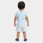 Infants Light Blue Cotton Crew Neck Short Set Upper and Bottom Set, Light Blue, small