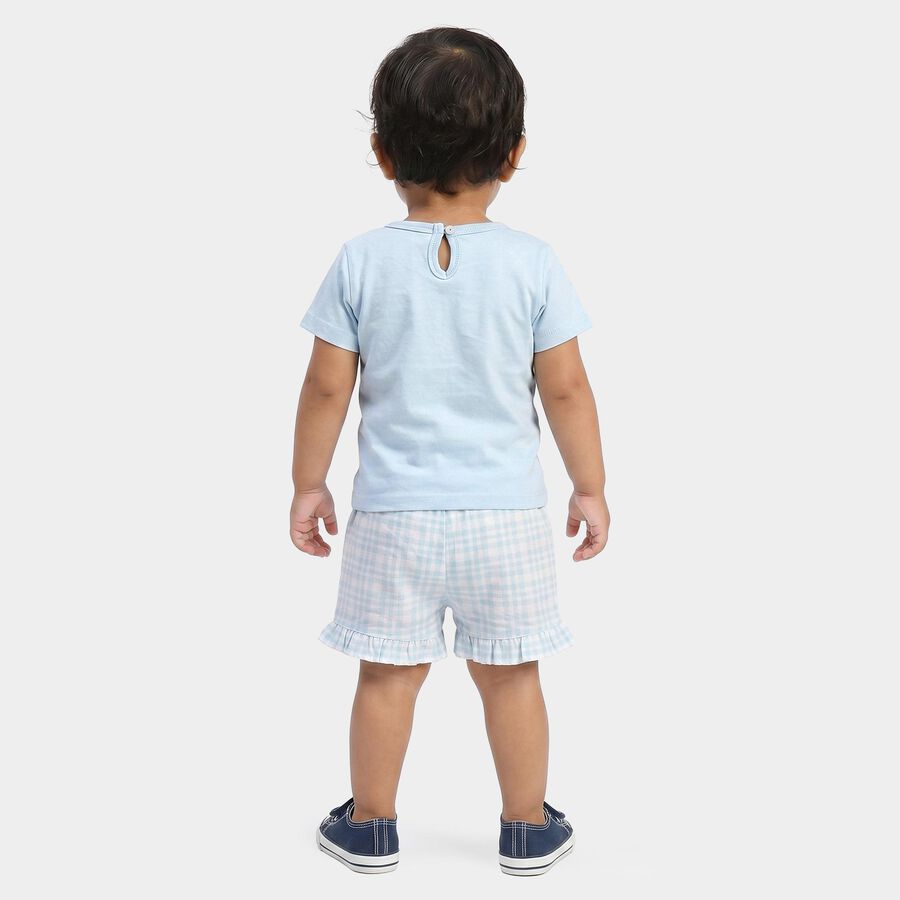 Infants Light Blue Cotton Crew Neck Short Set Upper and Bottom Set, Light Blue, large