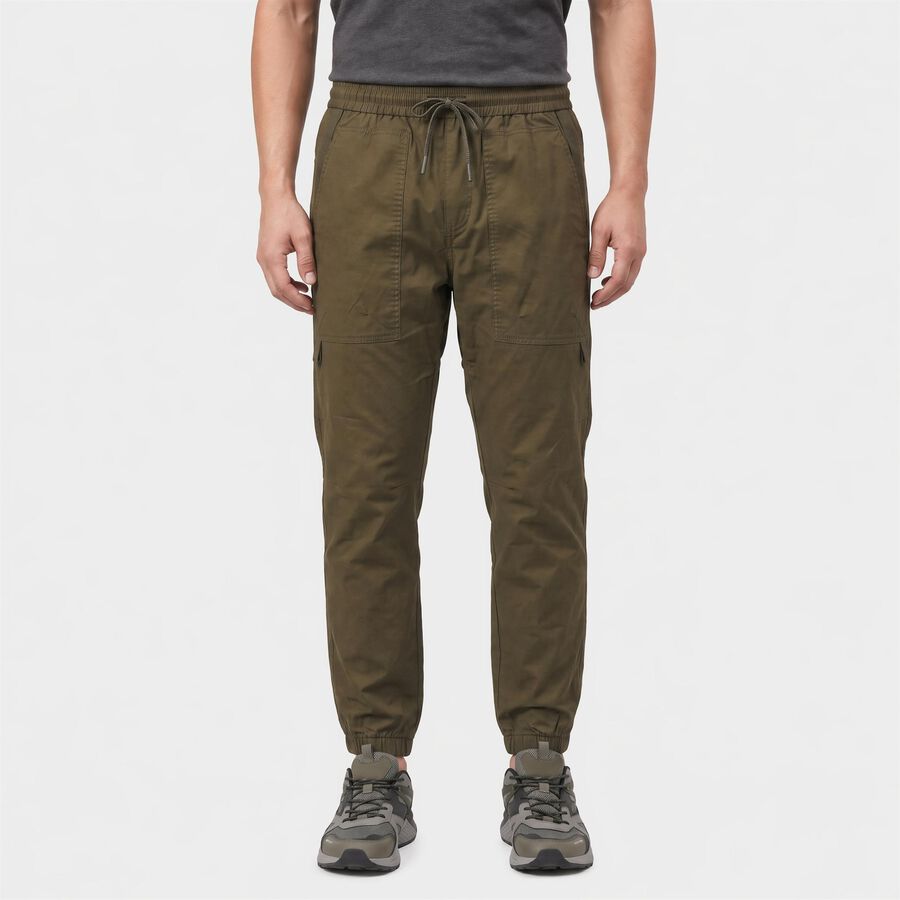 Men's Olive Green Slim Fit Jogger Casual Trousers, ओलिव, large