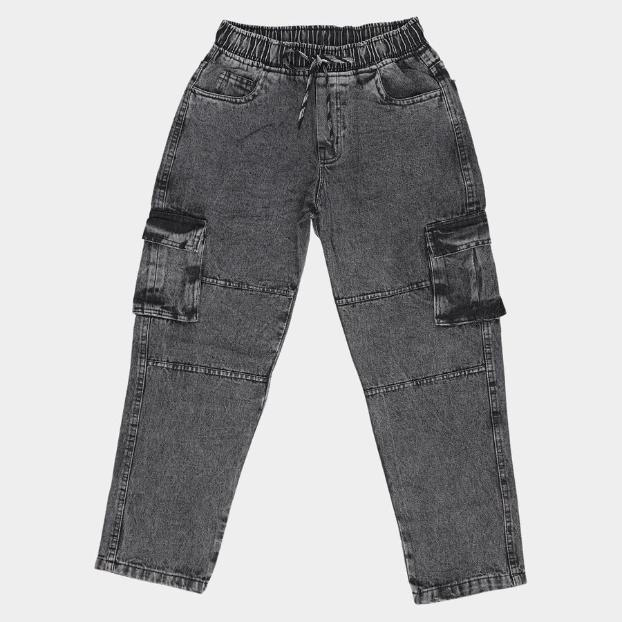 Boys' Jeans, गहरा ग्रे, large