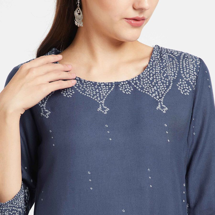 3/4Th Sleeves Straight Kurta, Navy Blue, large image number null