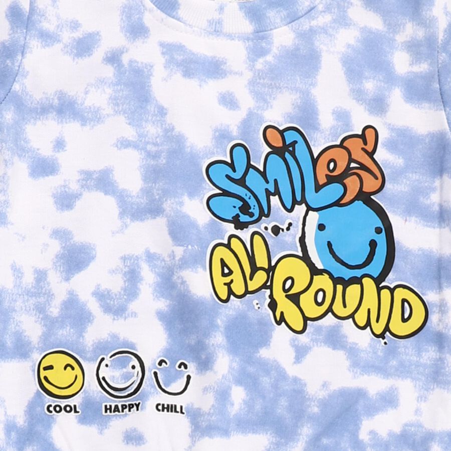 Boys' Light Blue Round Neck Cartoon Printed Baba Suit, हल्का नीला, large image number null