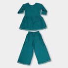 Girls' Teal Green Embroidered Kurta and Palazzo Fusion Set, Light Green, small image number null