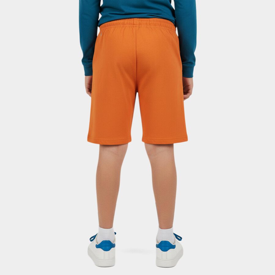 Boys' Orange Cotton Blend Regular Fit Bermuda Shorts, Orange, large