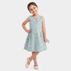 Girls' Light Blue Floral Printed Fit and Flare Frock, Light Blue, small
