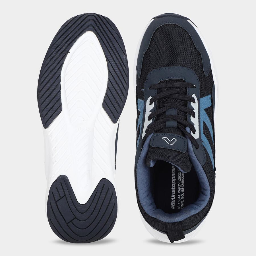 Men's Navy Blue Lace-Up Sneakers, नेवी ब्लू, large