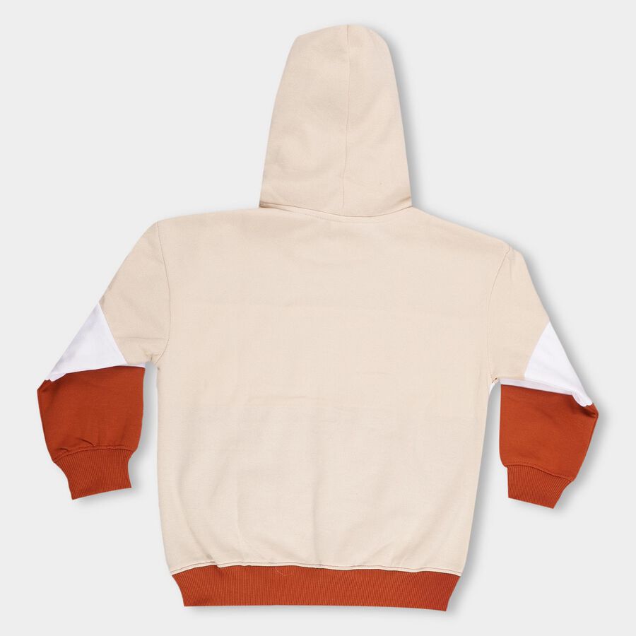 Boys Muted Beige Hooded Neck Casual Sweatshirt, गहरा पीला, large image number null